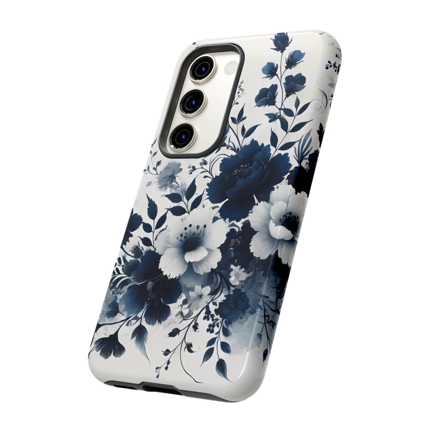 Tough Phone Case Ft. Navy Blue Flowers