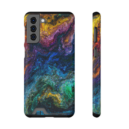 iPhone or Samsung Case with Card Holder Ft. Abstract Opal