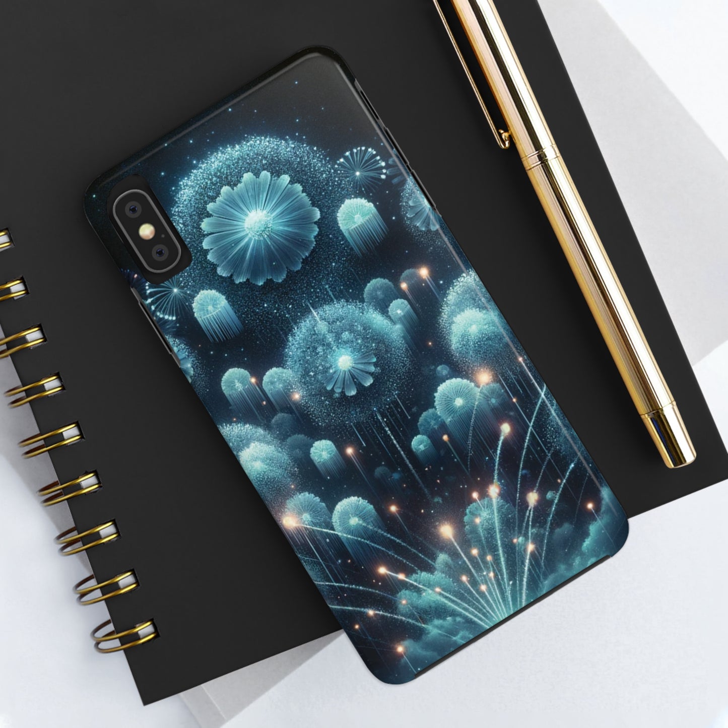 ToughDrop Apple iPhone Case Ft. Blue Dot New Year Fireworks