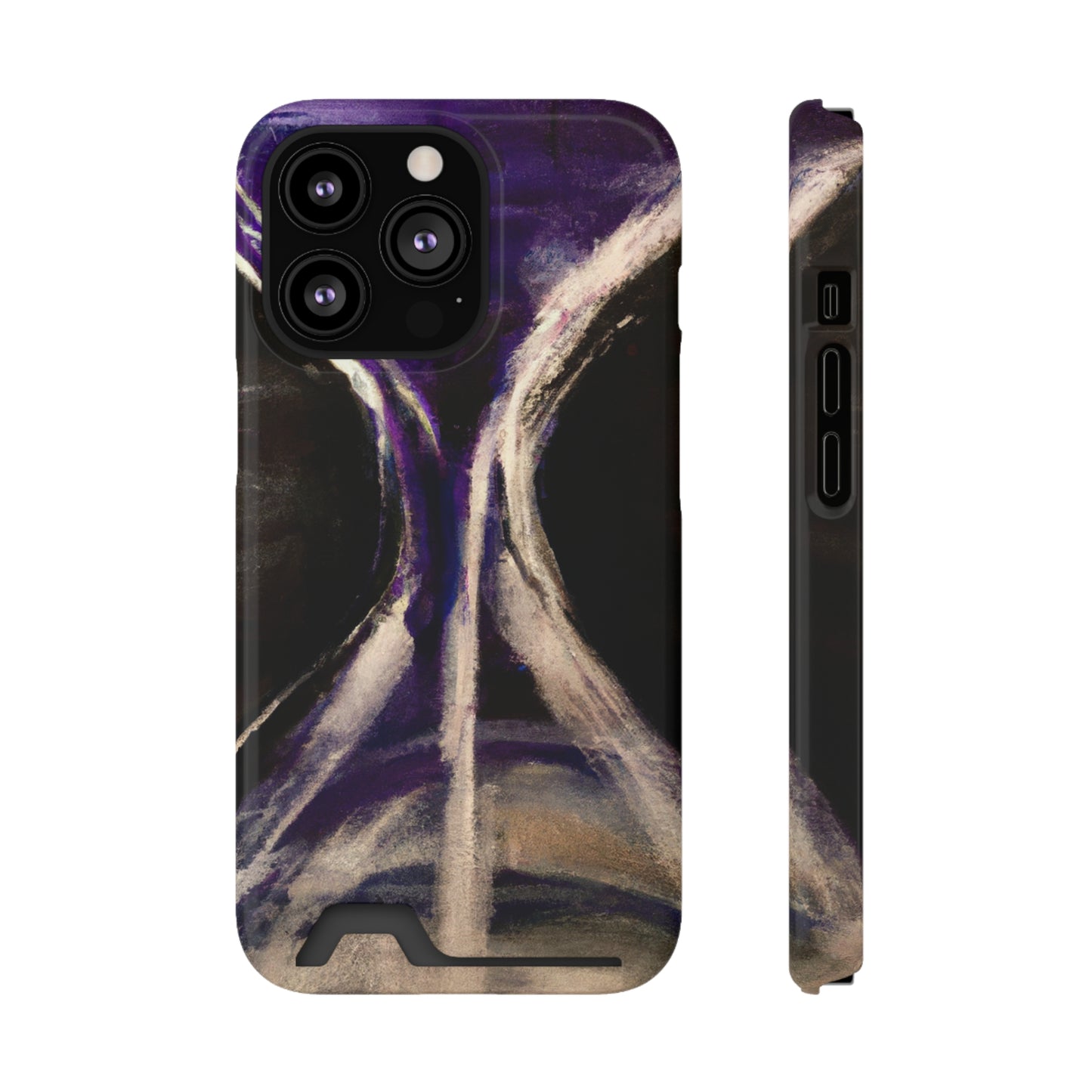 iPhone 13 and Samsung S21, S22 Cases with Card Holder Ft. Purple Hourglass