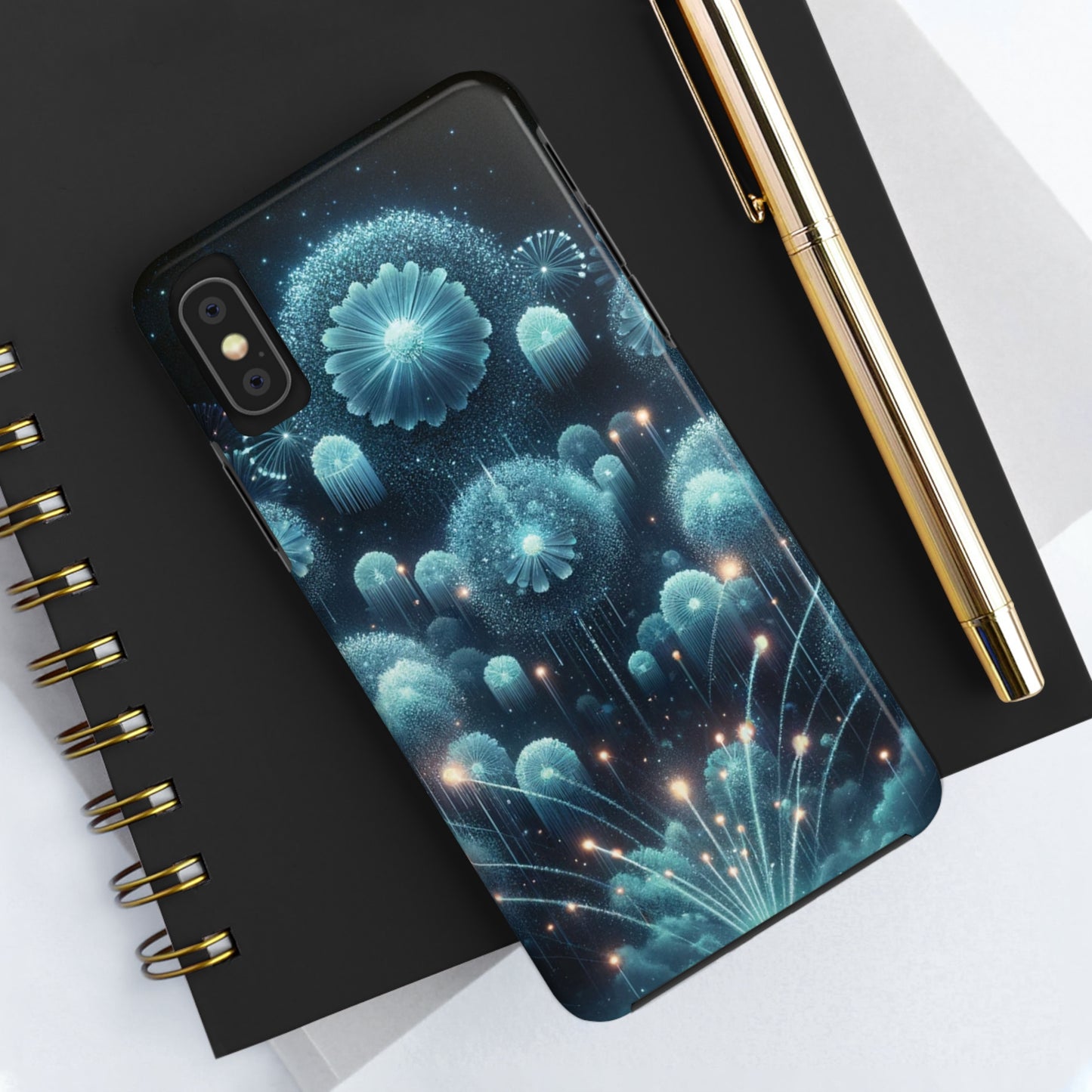 ToughDrop Apple iPhone Case Ft. Blue Dot New Year Fireworks