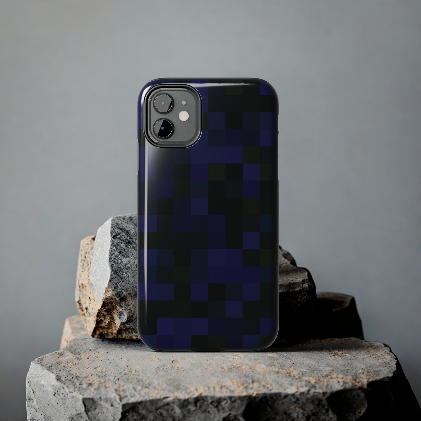 Strong Apple iPhone Case Ft. Dark Blue Pixels