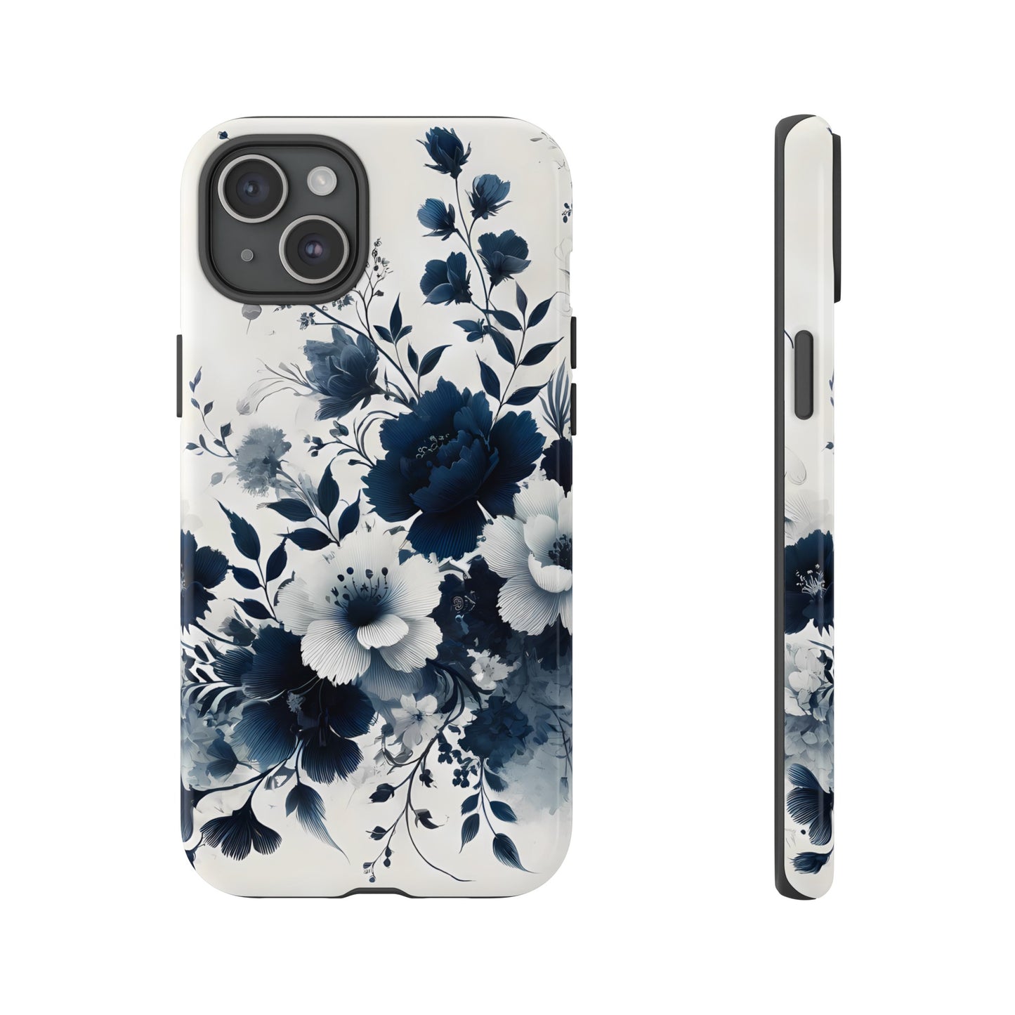 Tough Phone Case Ft. Navy Blue Flowers