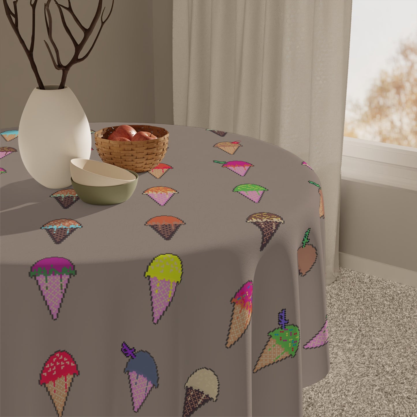 Pixel Cones Party Tablecloth (Square, Polyester)