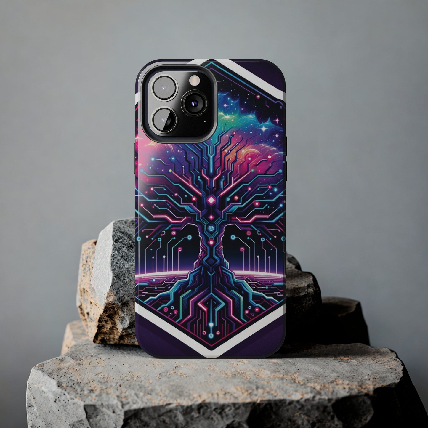 ToughDrop Apple iPhone Case Ft. Cyberpunk Nebula Tree