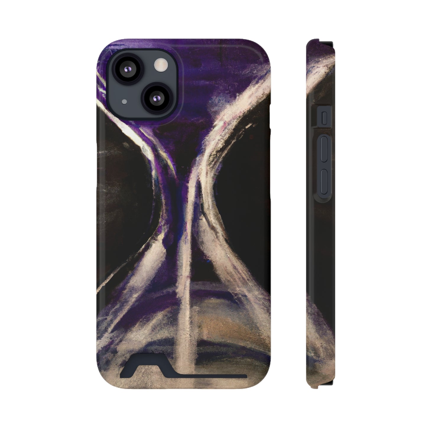 iPhone 13 and Samsung S21, S22 Cases with Card Holder Ft. Purple Hourglass