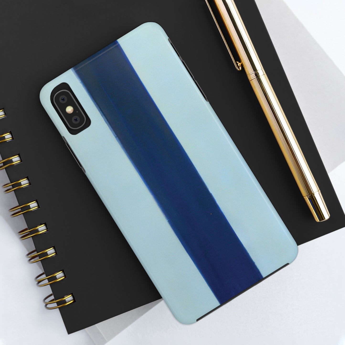 Strong Apple iPhone Case Ft. Minimal Blue Stripe