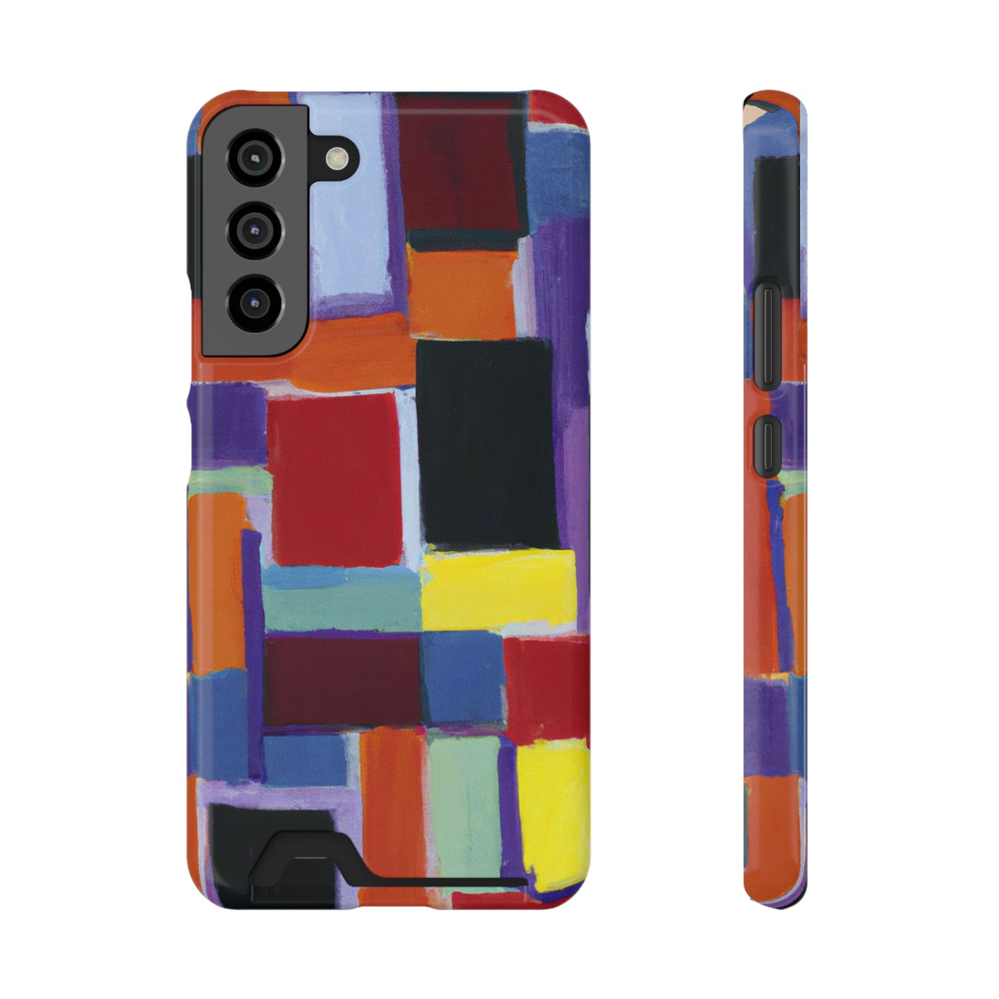 iPhone 13 and Samsung S21, S22 Cases with Card Holder Ft Abstract Rectangles