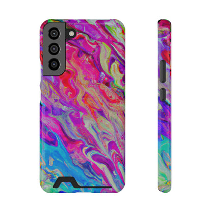 iPhone 13 and Samsung S21, S22 Cases with Card Holder Ft. Rainbow Waves