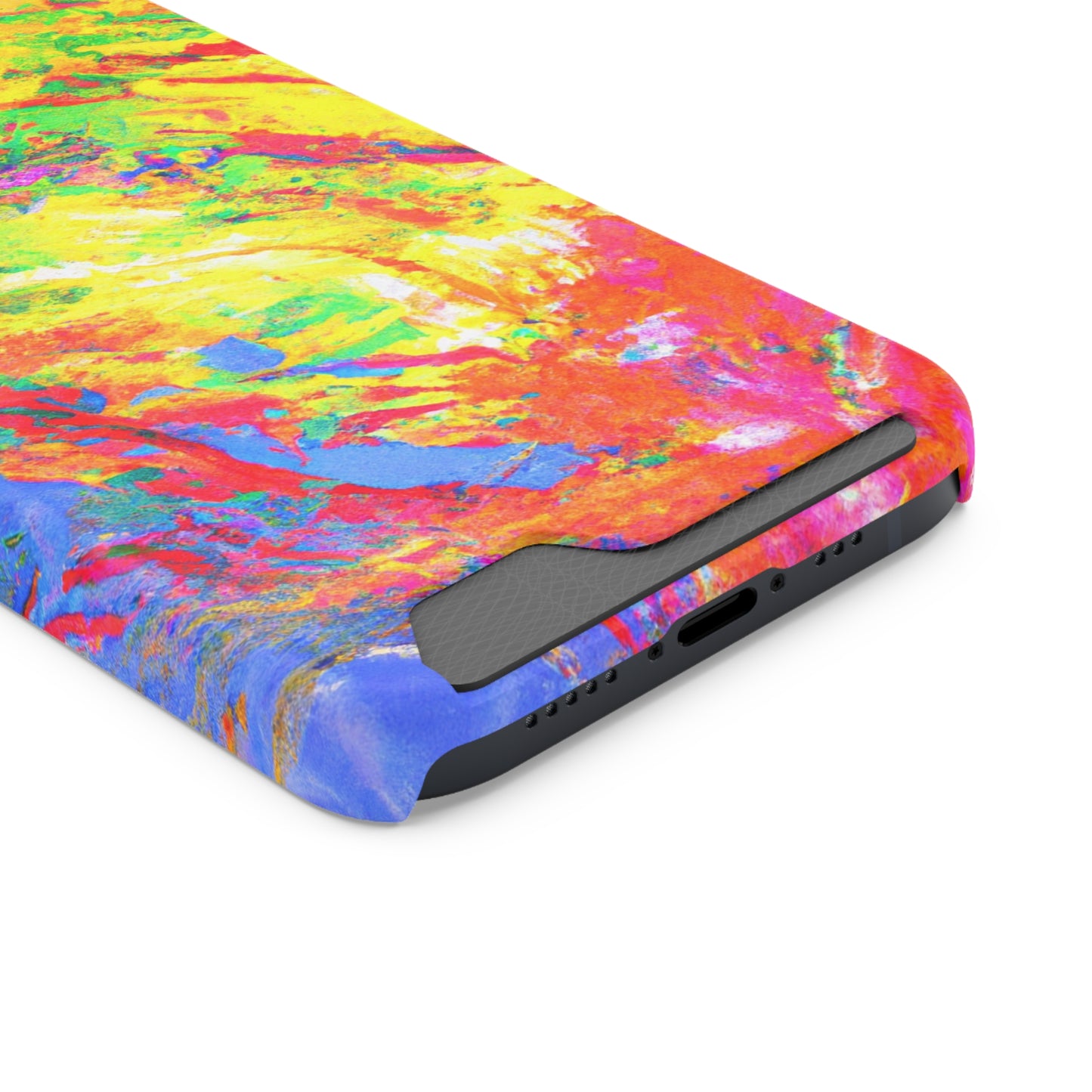 Abstract Sherbet: Phone case with card holder for iPhone 13 models and Samsung S21-S22 models