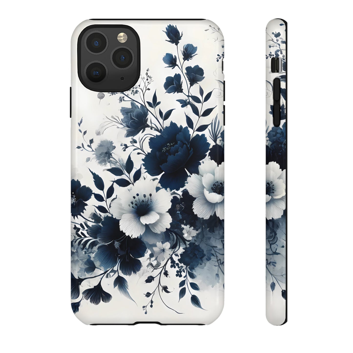 Tough Phone Case Ft. Navy Blue Flowers