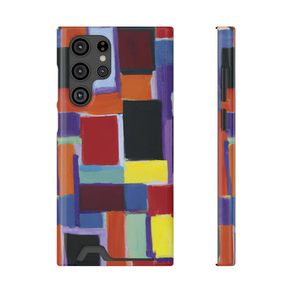 iPhone 13 and Samsung S21, S22 Cases with Card Holder Ft Abstract Rectangles