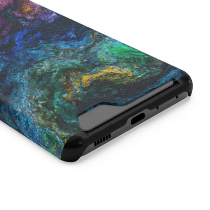 iPhone or Samsung Case with Card Holder Ft. Abstract Opal