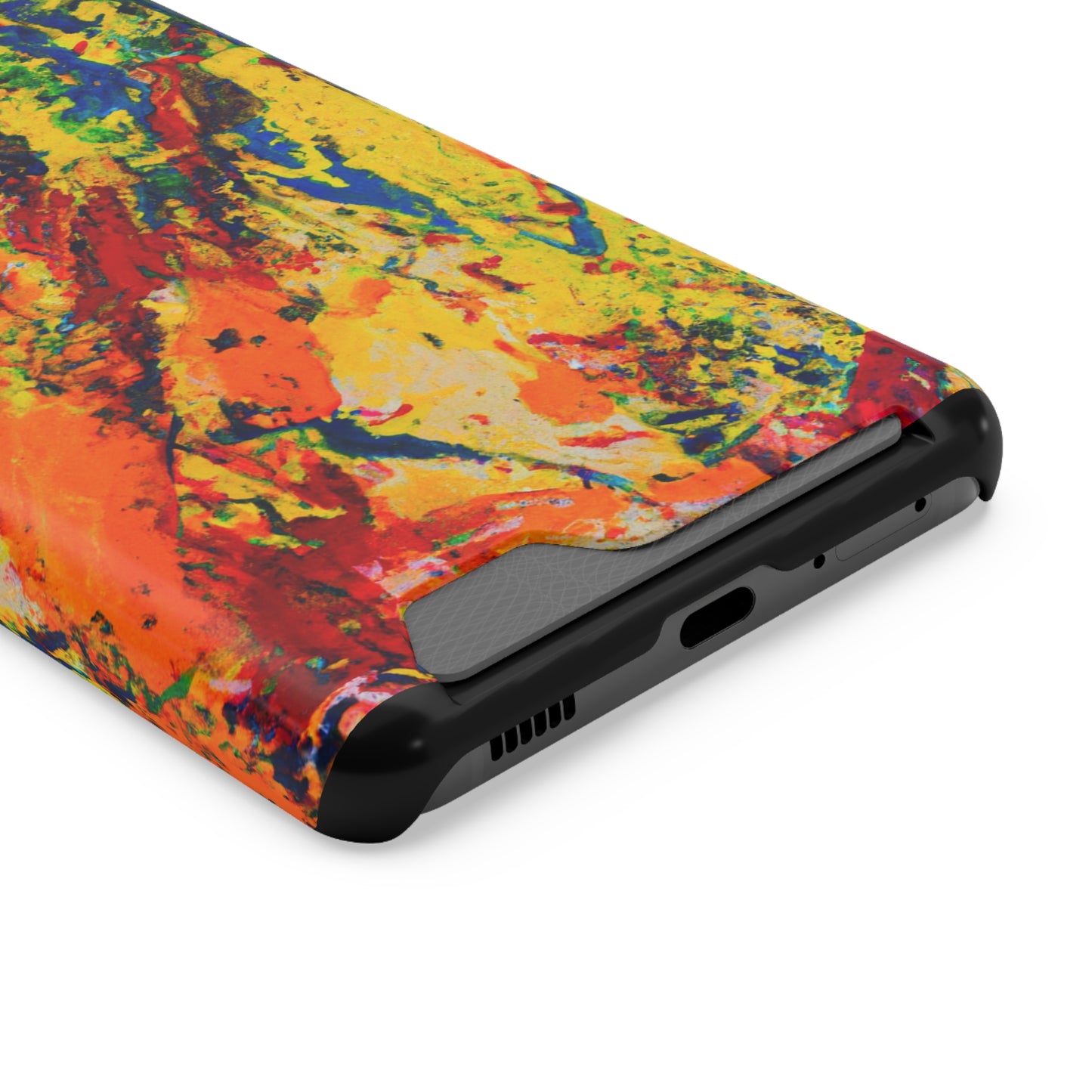 iPhone or Samsung Case with Card Holder Ft. Abstract Yellow Orange