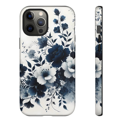 Tough Phone Case Ft. Navy Blue Flowers