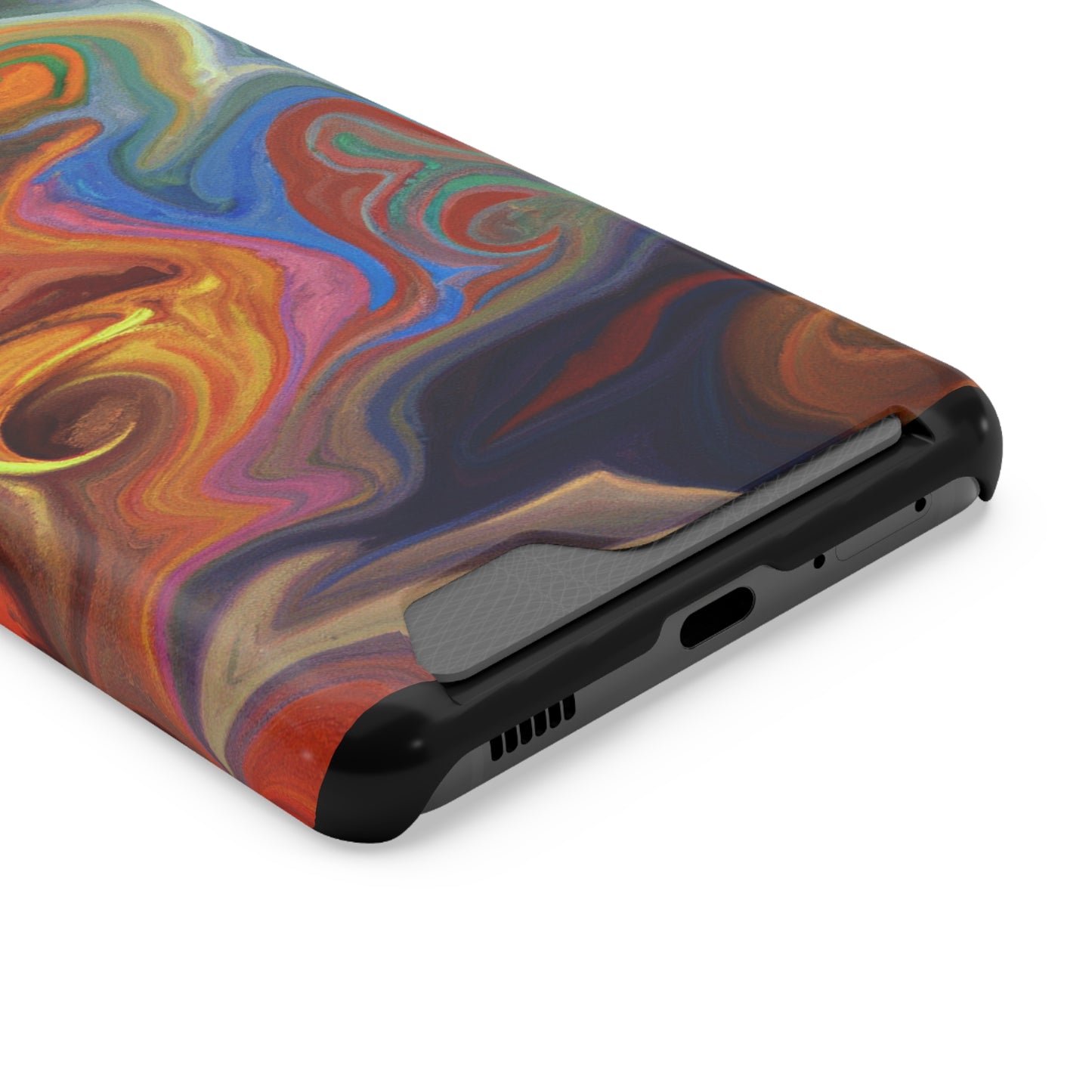 iPhone or Samsung Case with Card Holder Ft. Fractured Waves