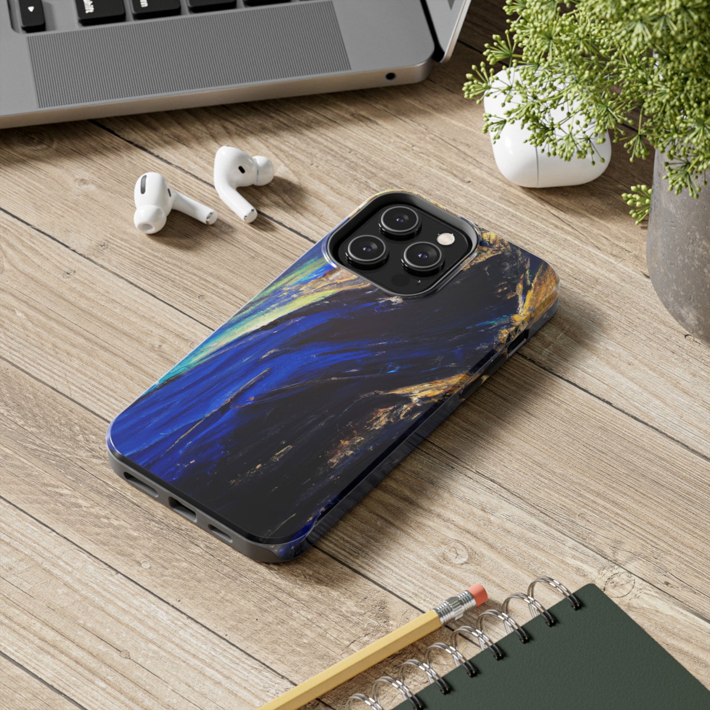 Tough Case-Mate iPhone Case Ft. Acrylic Blue Gold