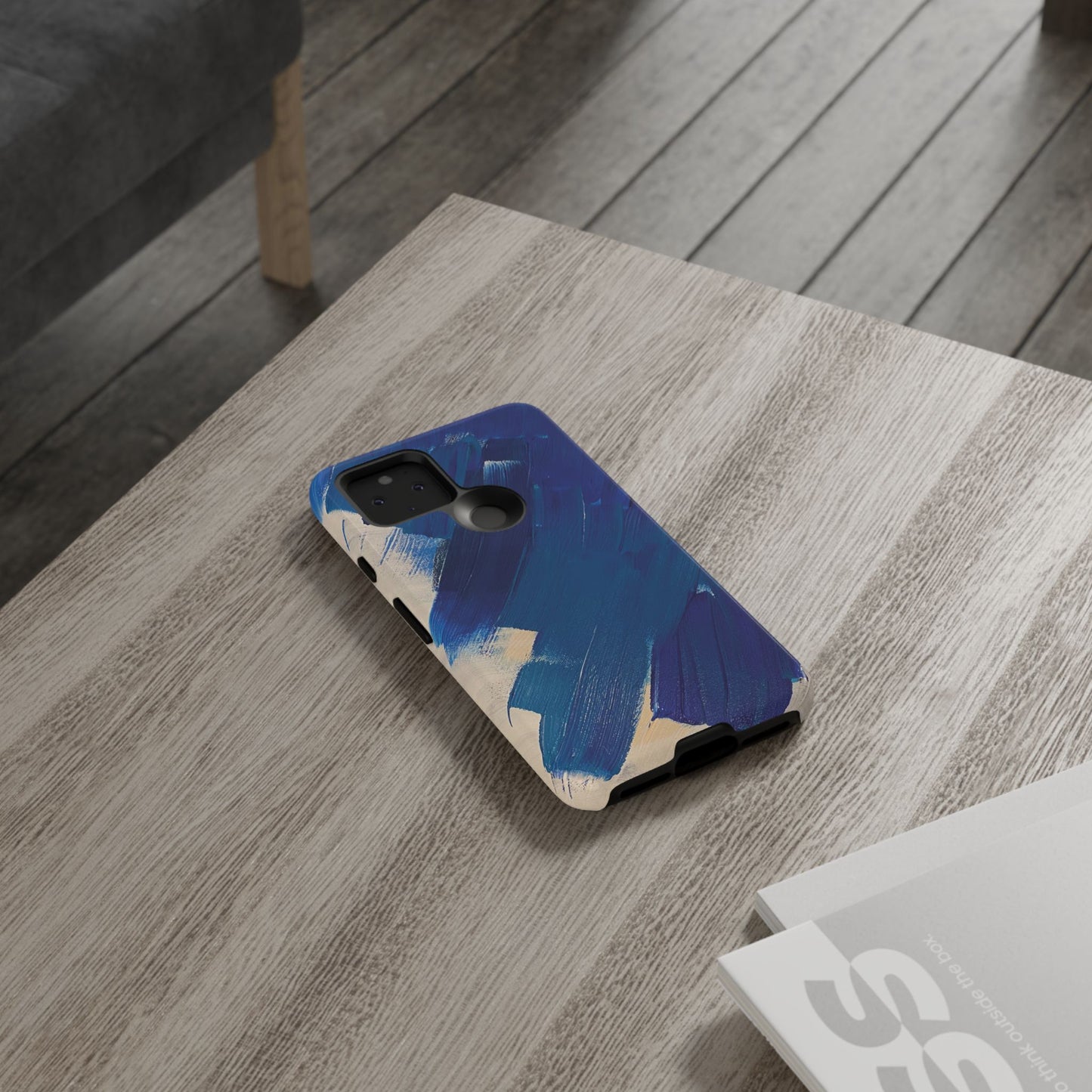 Tough Phone Case Ft. Blue and White Acrylic Large Strokes