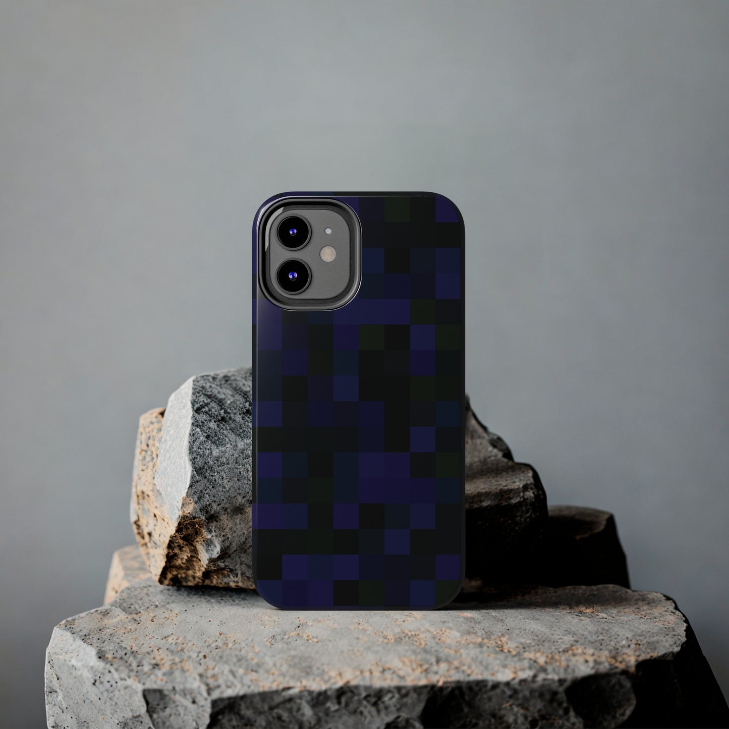 Strong Apple iPhone Case Ft. Dark Blue Pixels