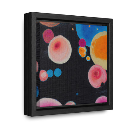 6x6-inch Abstract Framed Canvas: Rising Bubbles