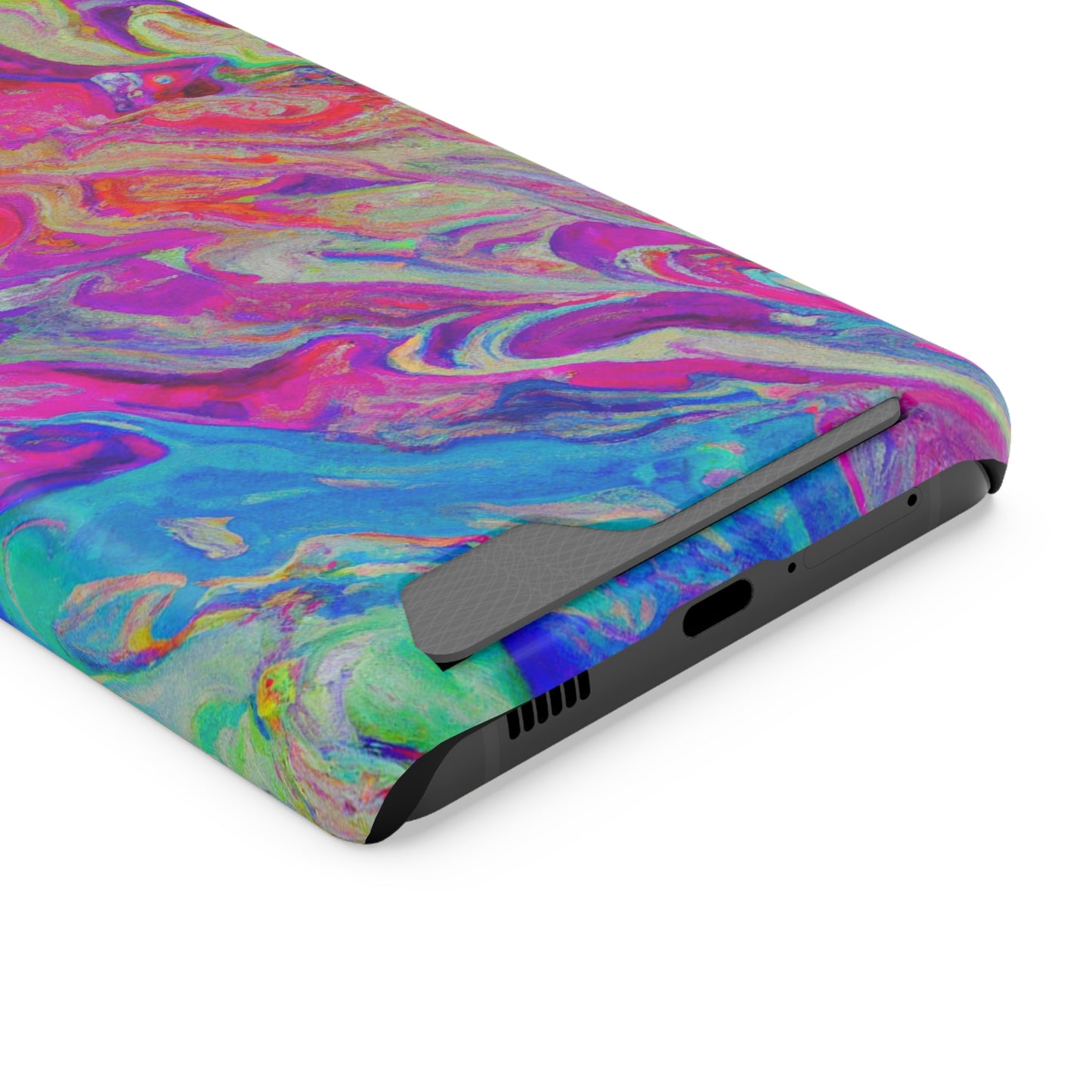 iPhone 13 and Samsung S21, S22 Cases with Card Holder Ft. Rainbow Waves