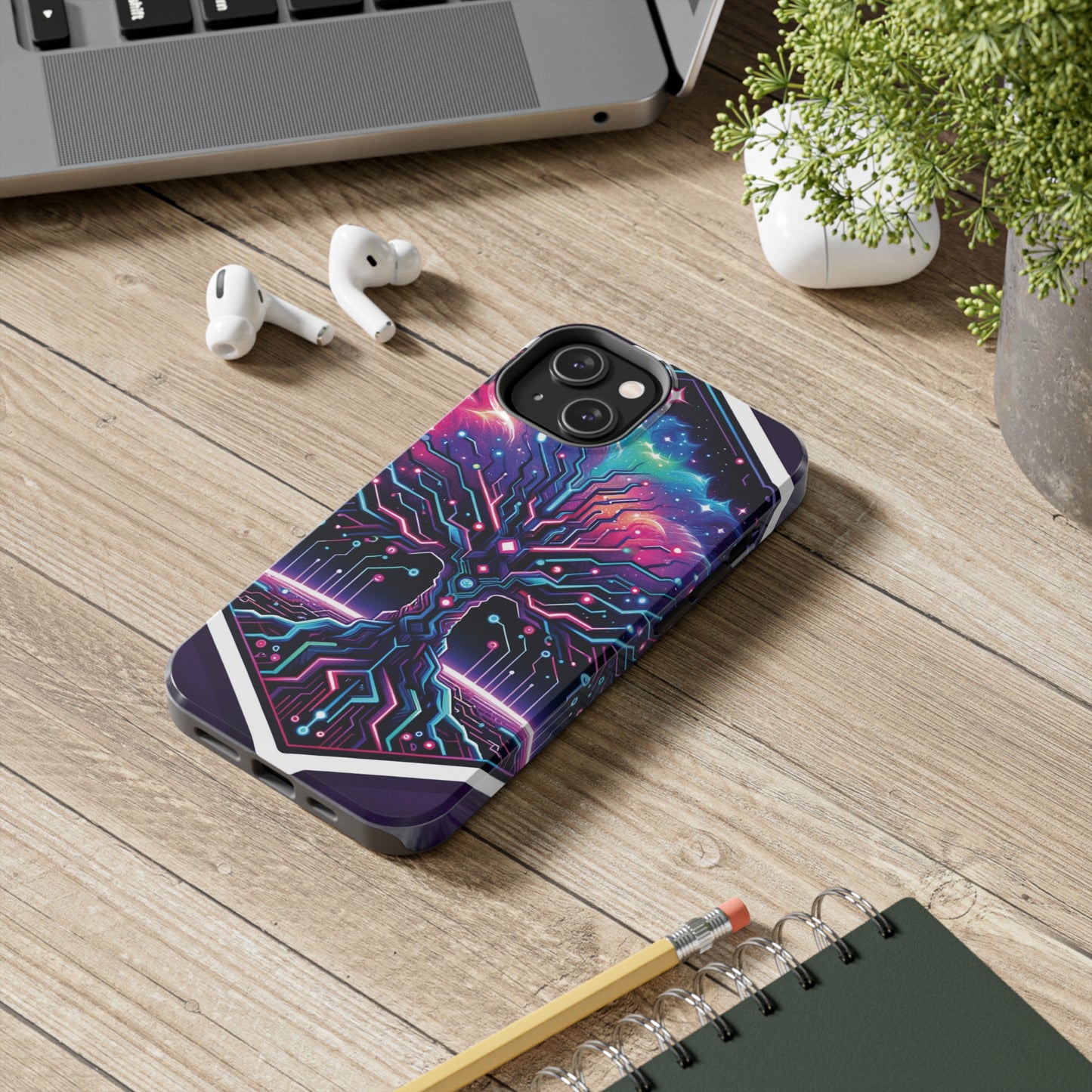 ToughDrop Apple iPhone Case Ft. Cyberpunk Nebula Tree