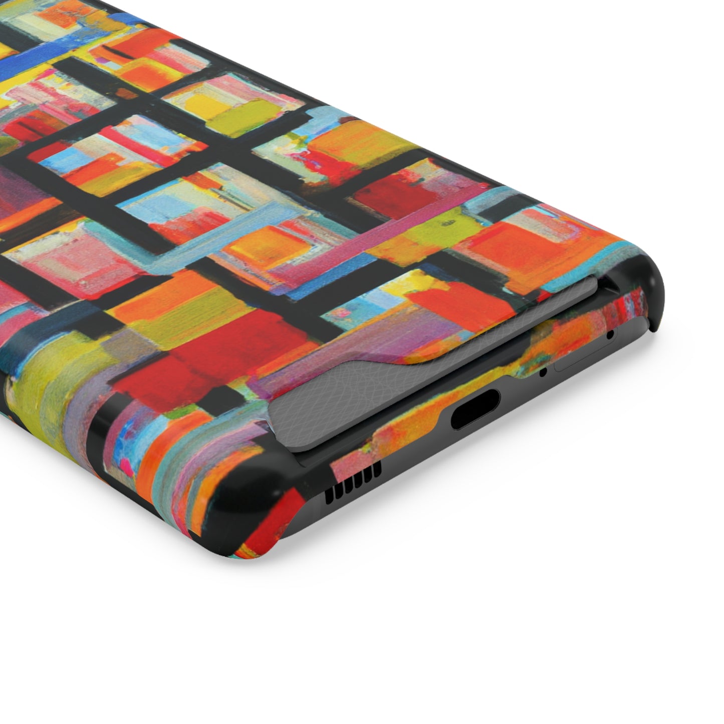 iPhone 13 and Samsung S21, S22 Cases with Card Holder Ft Abstract Bricks