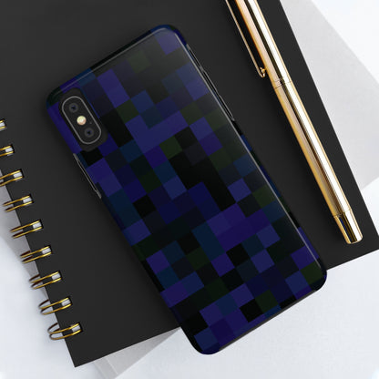 Strong Apple iPhone Case Ft. Dark Blue Pixels