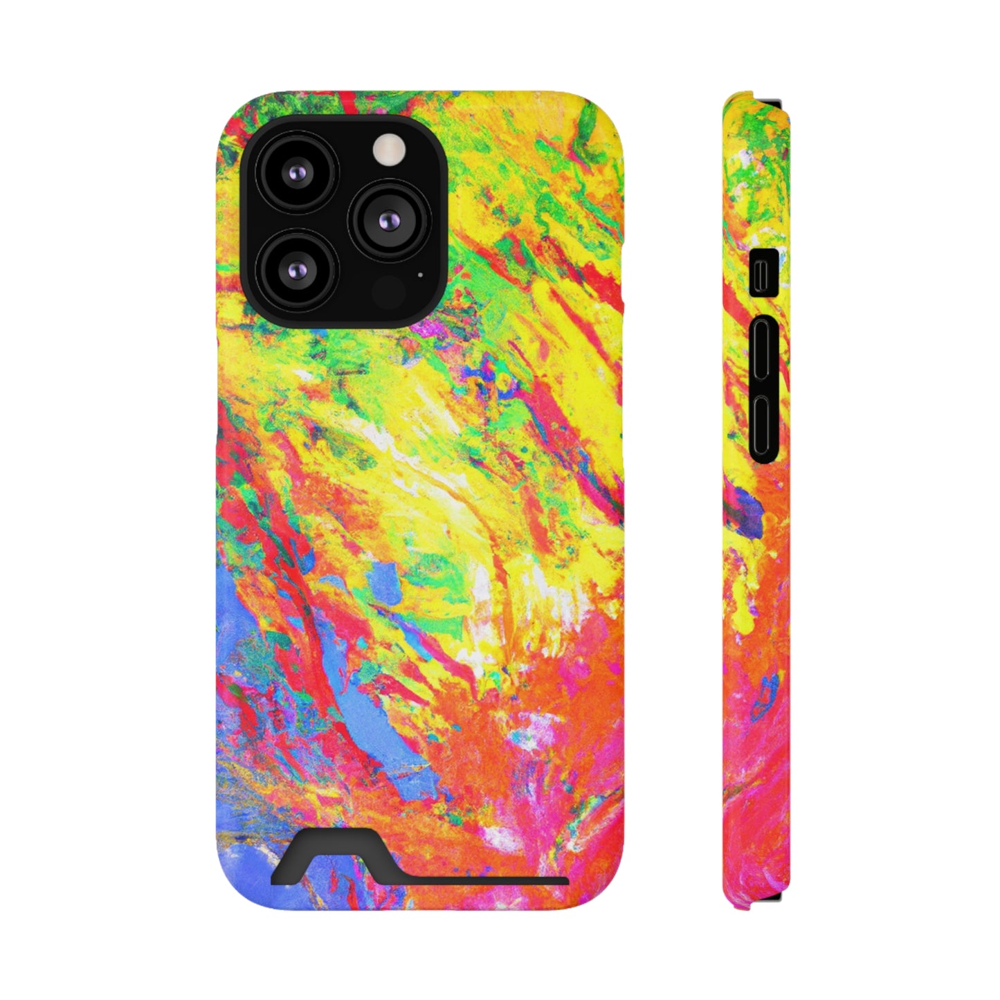 Abstract Sherbet: Phone case with card holder for iPhone 13 models and Samsung S21-S22 models