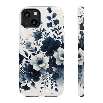 Tough Phone Case Ft. Navy Blue Flowers