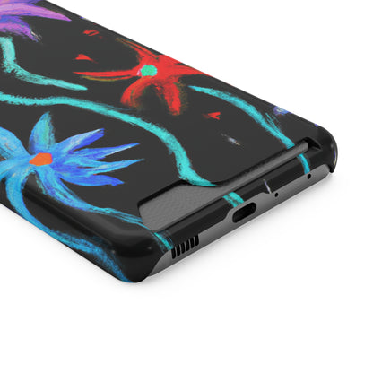 iPhone 13 and Samsung S21, S22 Cases with Card Holder Ft. Abstract Flowers