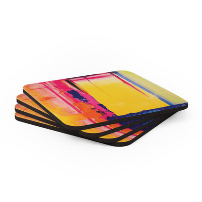 Corkwood Coaster Set of 4 Ft. Abstract Glitch