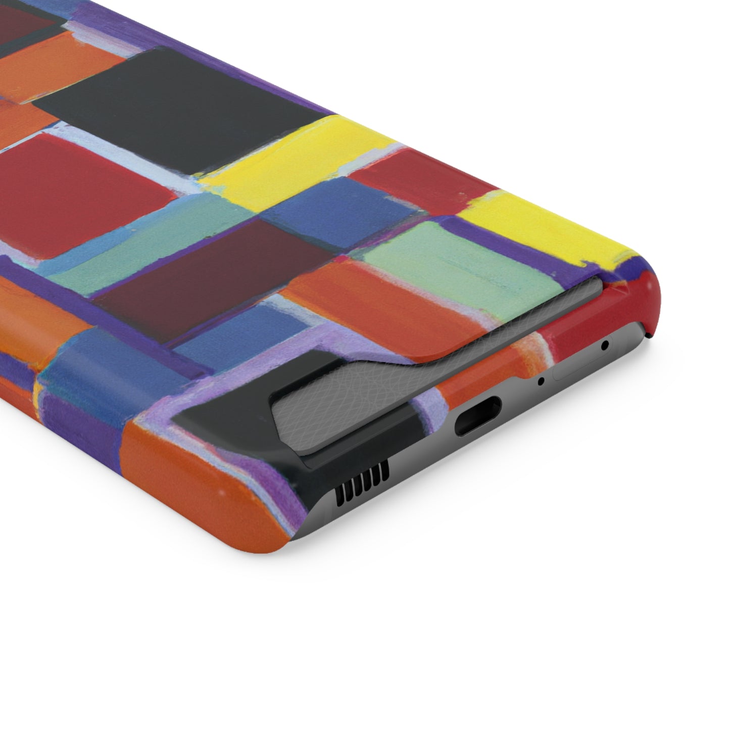 iPhone 13 and Samsung S21, S22 Cases with Card Holder Ft Abstract Rectangles