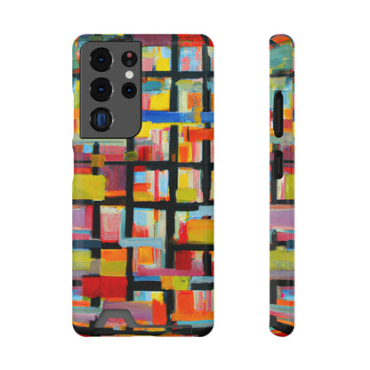 iPhone 13 and Samsung S21, S22 Cases with Card Holder Ft Abstract Bricks