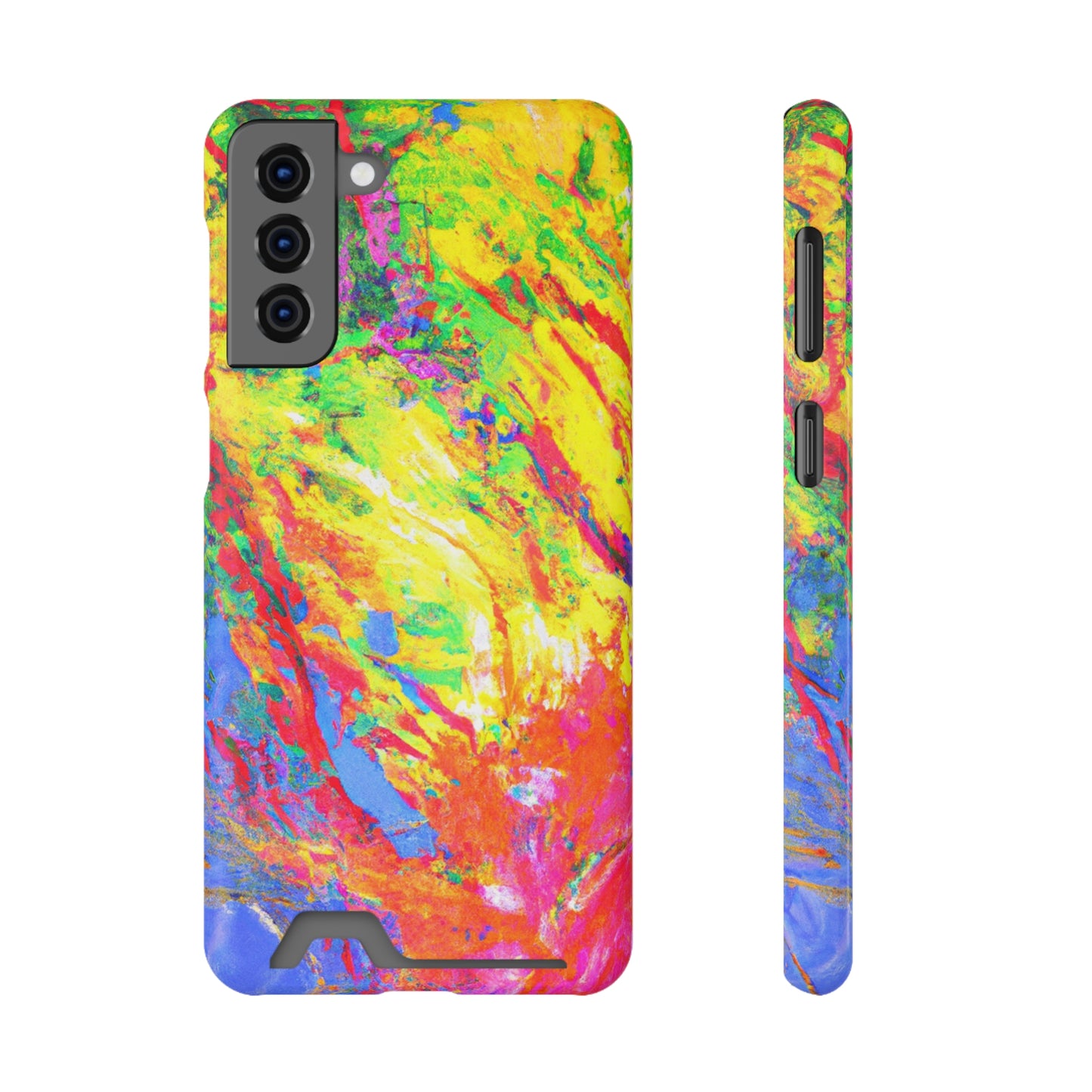 Abstract Sherbet: Phone case with card holder for iPhone 13 models and Samsung S21-S22 models