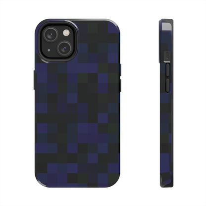 Strong Apple iPhone Case Ft. Dark Blue Pixels