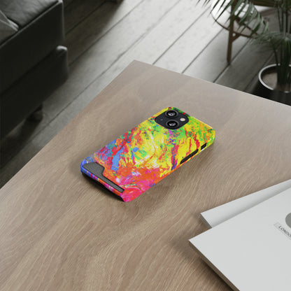 Abstract Sherbet: Phone case with card holder for iPhone 13 models and Samsung S21-S22 models