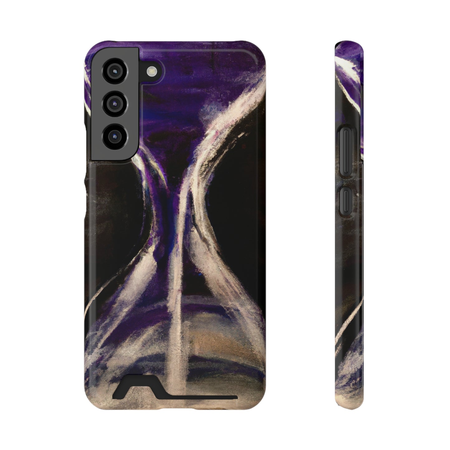 iPhone 13 and Samsung S21, S22 Cases with Card Holder Ft. Purple Hourglass