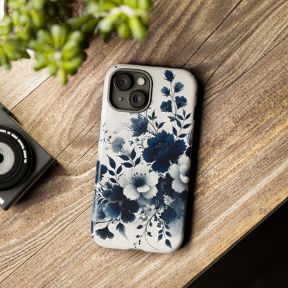 Tough Phone Case Ft. Navy Blue Flowers