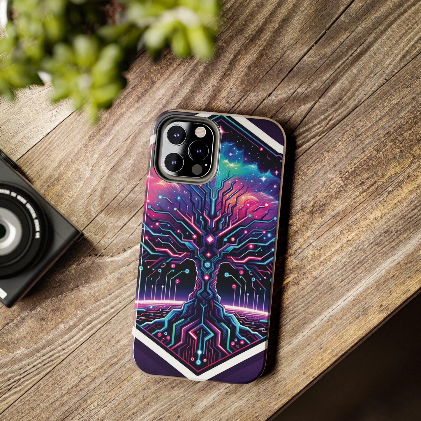 ToughDrop Apple iPhone Case Ft. Cyberpunk Nebula Tree