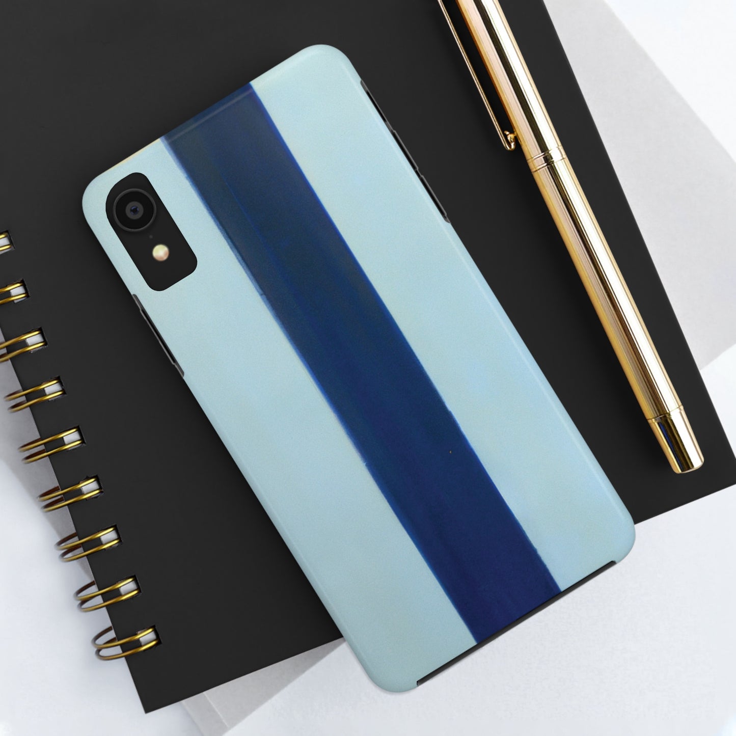 Strong Apple iPhone Case Ft. Minimal Blue Stripe