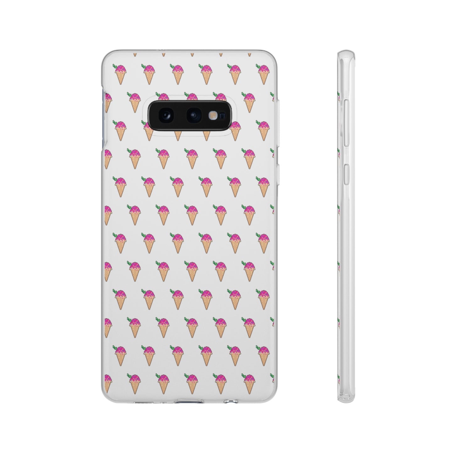 Clear, Flexible iPhone and Samsung Cases Ft. Pixel Cone