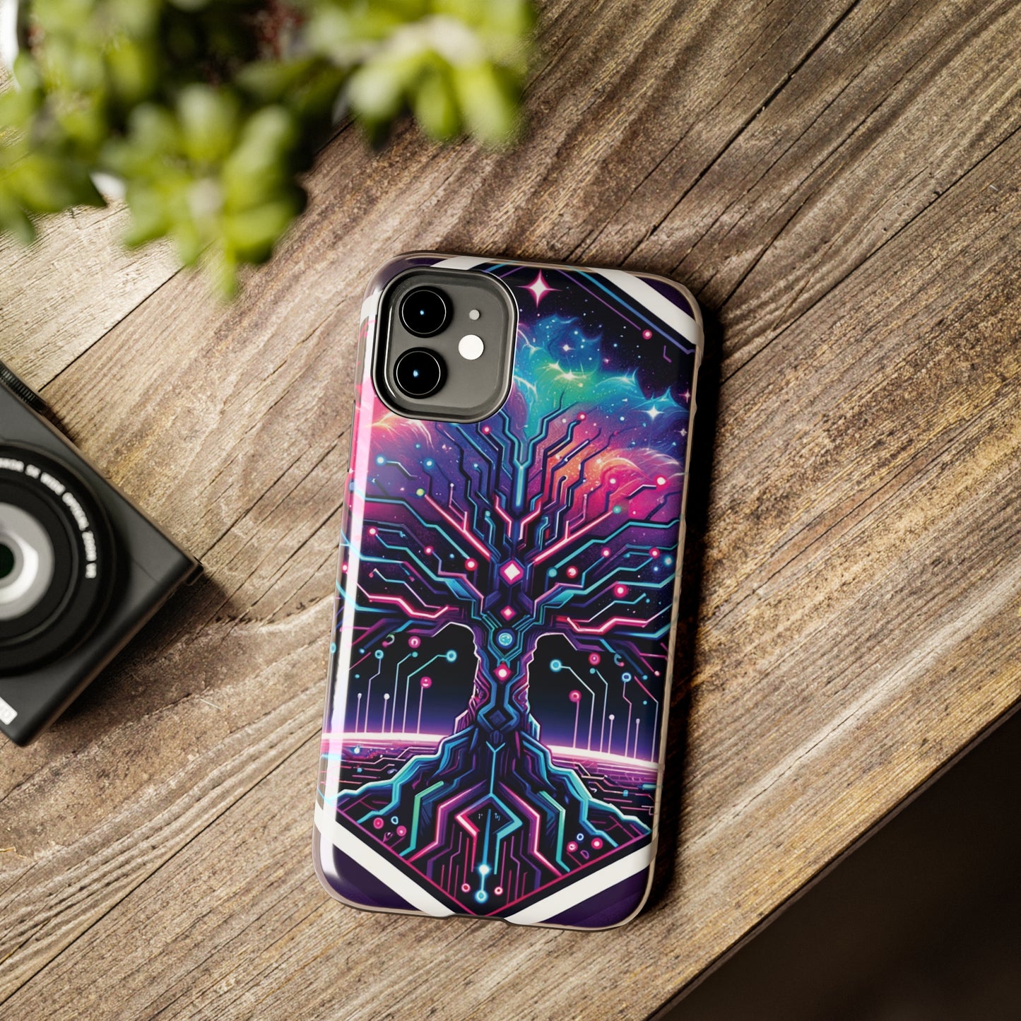 ToughDrop Apple iPhone Case Ft. Cyberpunk Nebula Tree