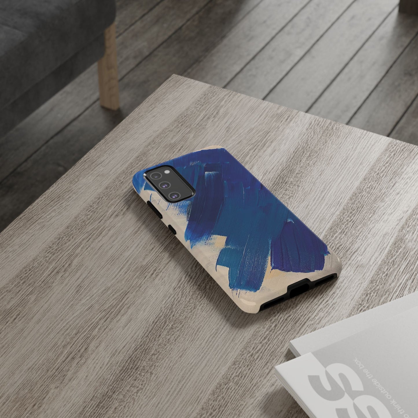 Tough Phone Case Ft. Blue and White Acrylic Large Strokes