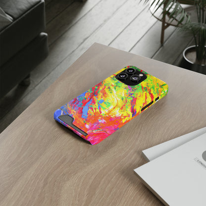 Abstract Sherbet: Phone case with card holder for iPhone 13 models and Samsung S21-S22 models