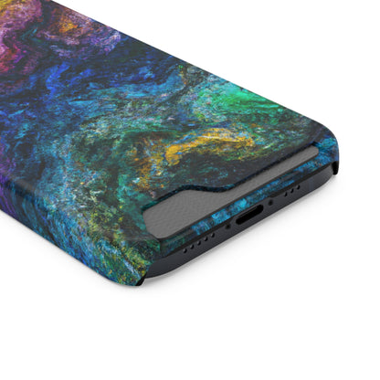 iPhone or Samsung Case with Card Holder Ft. Abstract Opal