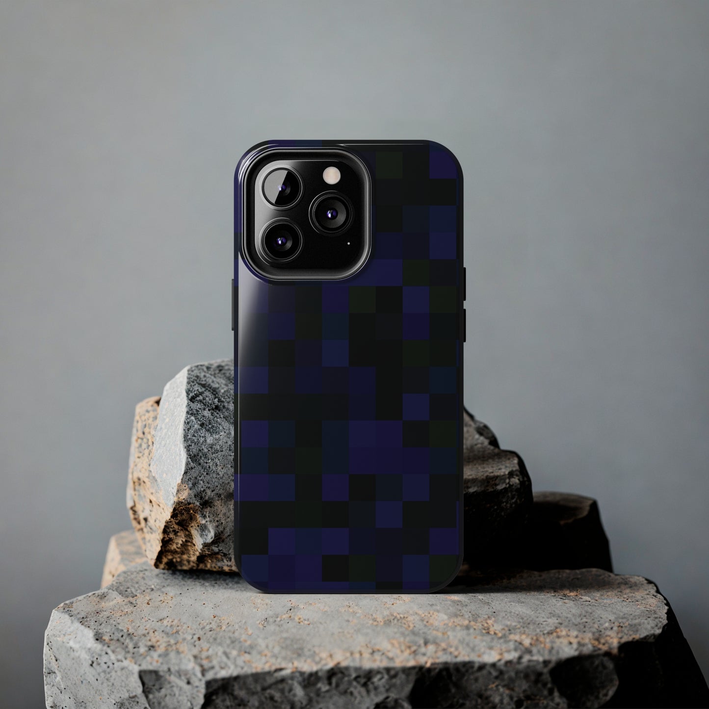 Strong Apple iPhone Case Ft. Dark Blue Pixels