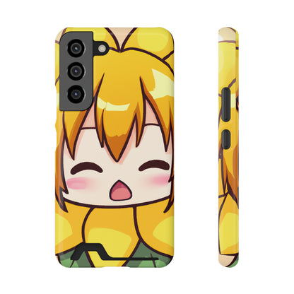 iPhone 13 and Samsung S21, S22 Cases with Card Holder Ft. Chibi Sunflower