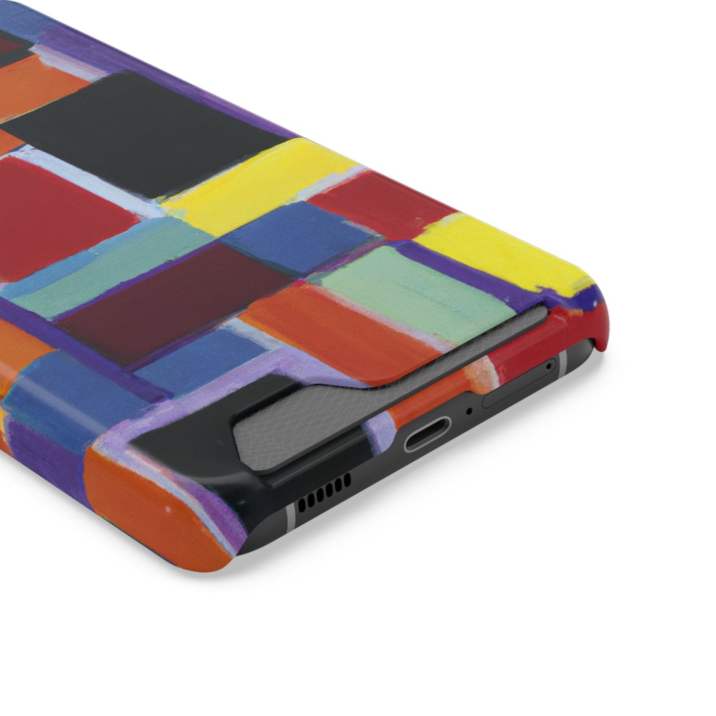 iPhone 13 and Samsung S21, S22 Cases with Card Holder Ft Abstract Rectangles