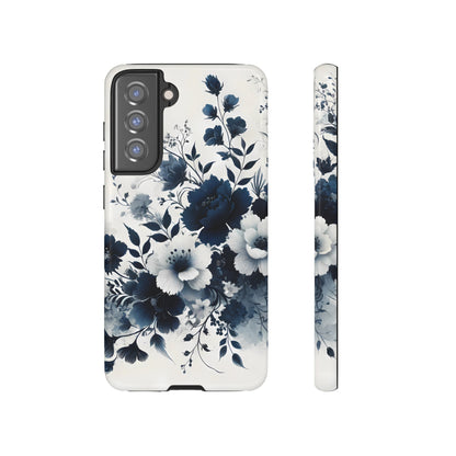 Tough Phone Case Ft. Navy Blue Flowers